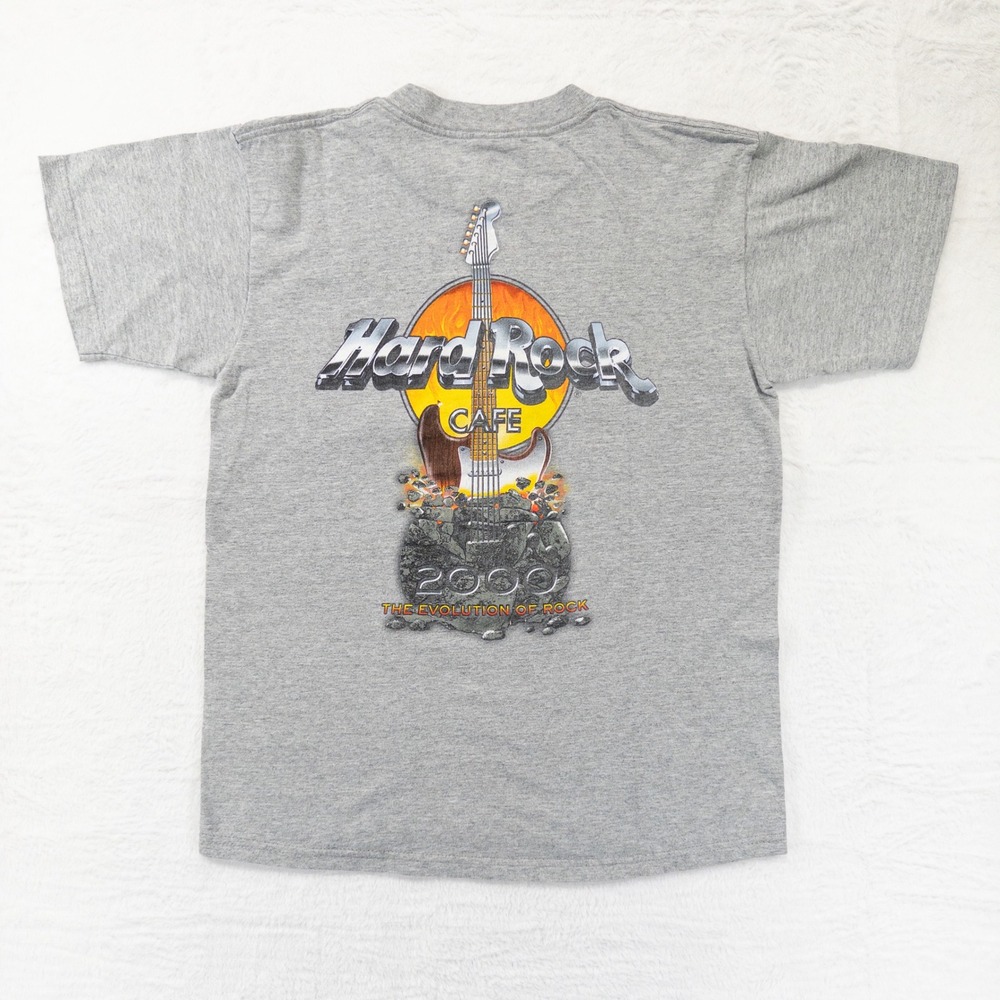 Hard Rock Cafe Mens T Shirt Small Gray Maui 2000 Evolution of Rock Graphic Y2K